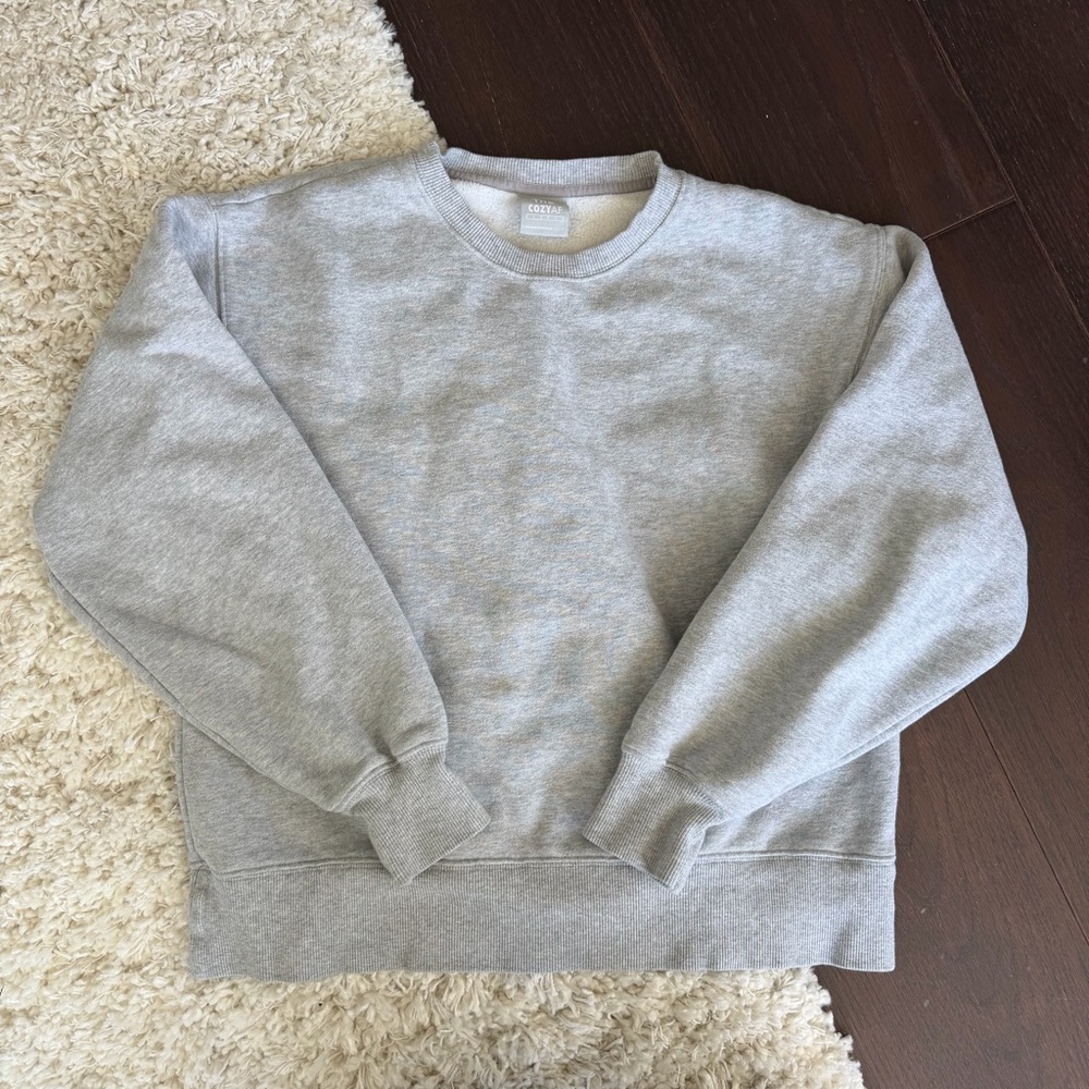 TNA Cozy Fleece Perfect Crewneck Sweatshirt — Heather Grey
